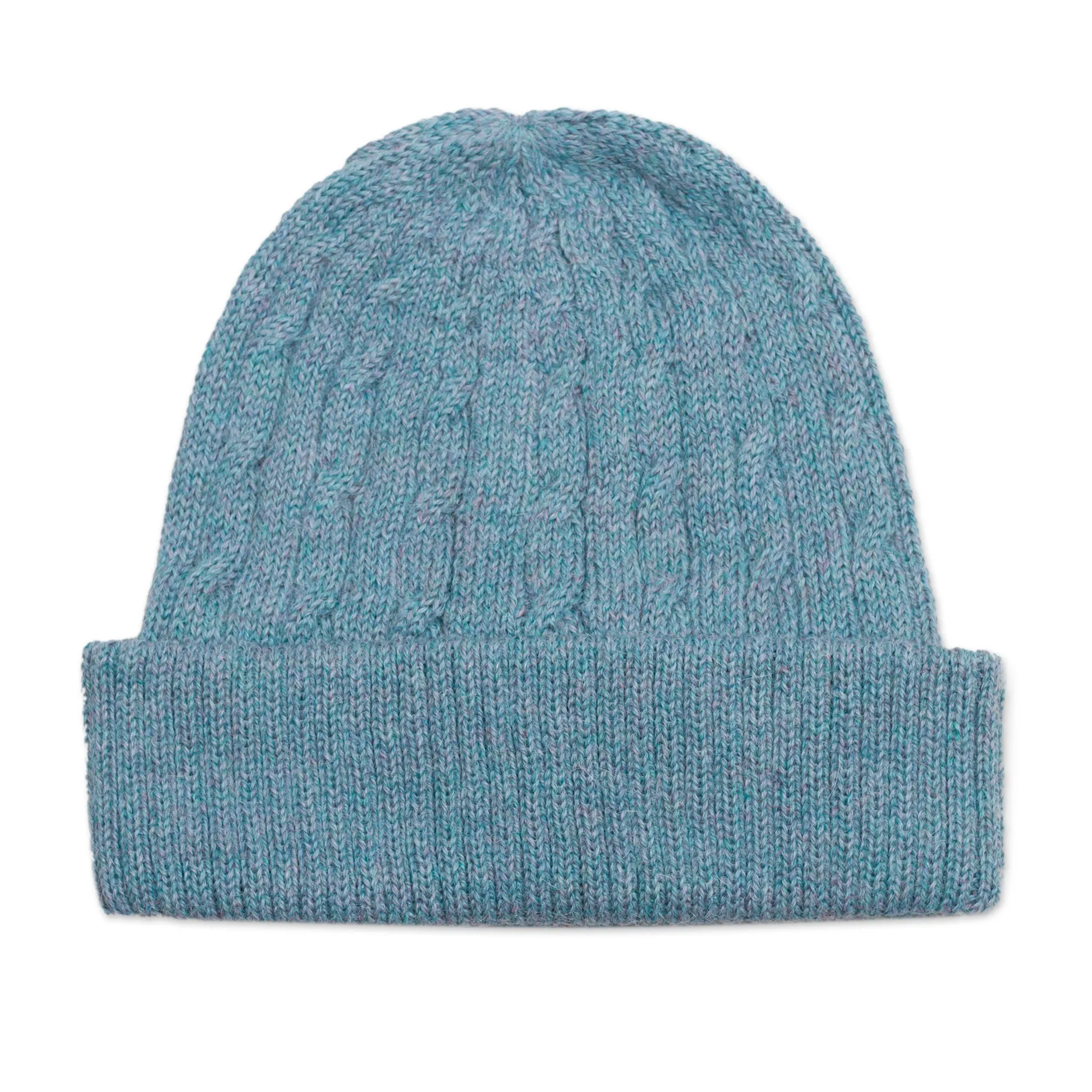 Comfy in Blue Robin's Egg Blue 100% Alpaca Soft Cable Knit Hat from Peru