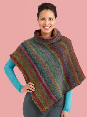 Cowl Neck Striped Poncho (Knit)