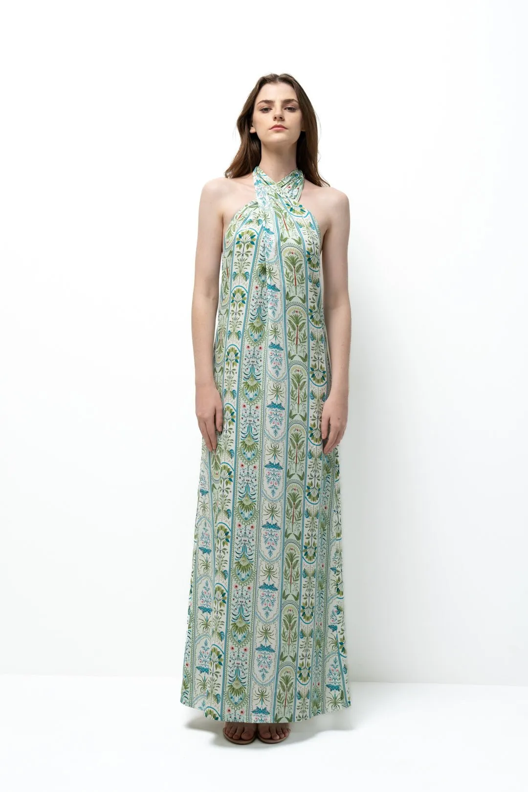 CROSS NECK MAXI DRESS