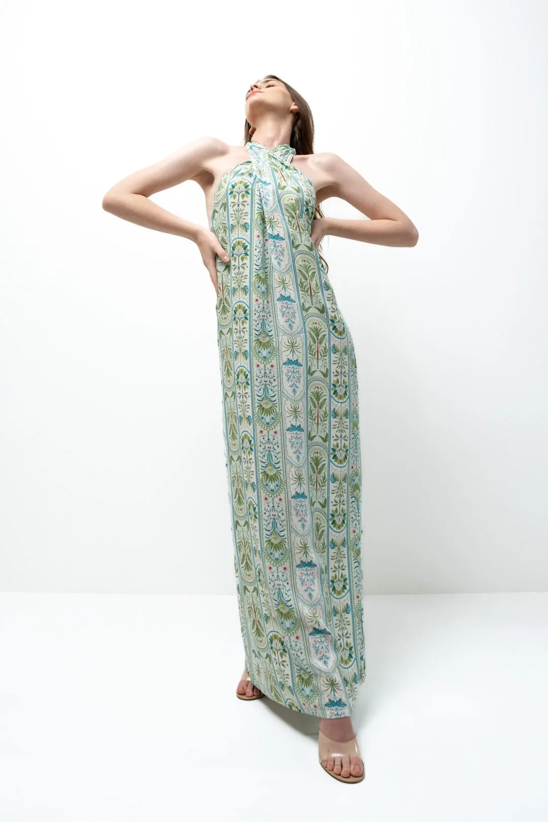 CROSS NECK MAXI DRESS