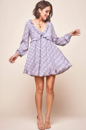 Cutie Pie Long Sleeve Babydoll Dress Grey