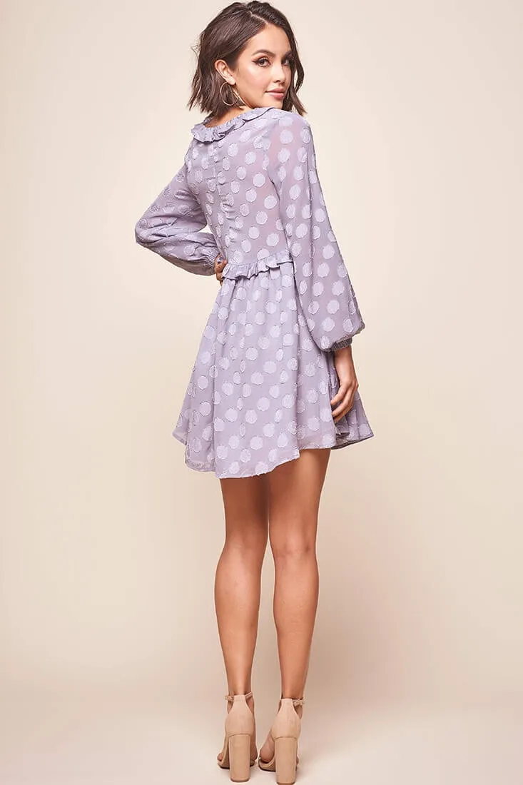 Cutie Pie Long Sleeve Babydoll Dress Grey