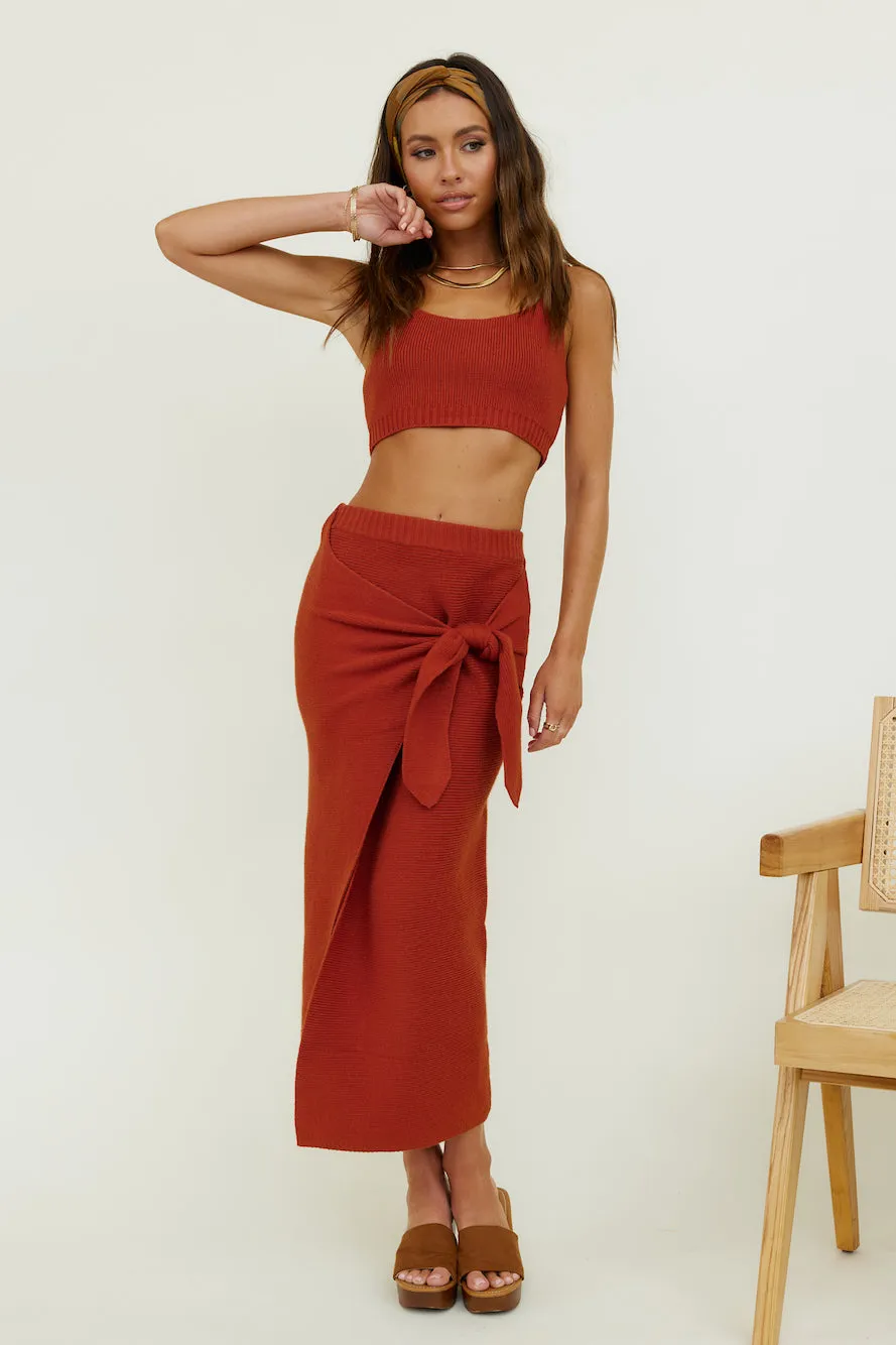 Desert Noon Midi Skirt Rust