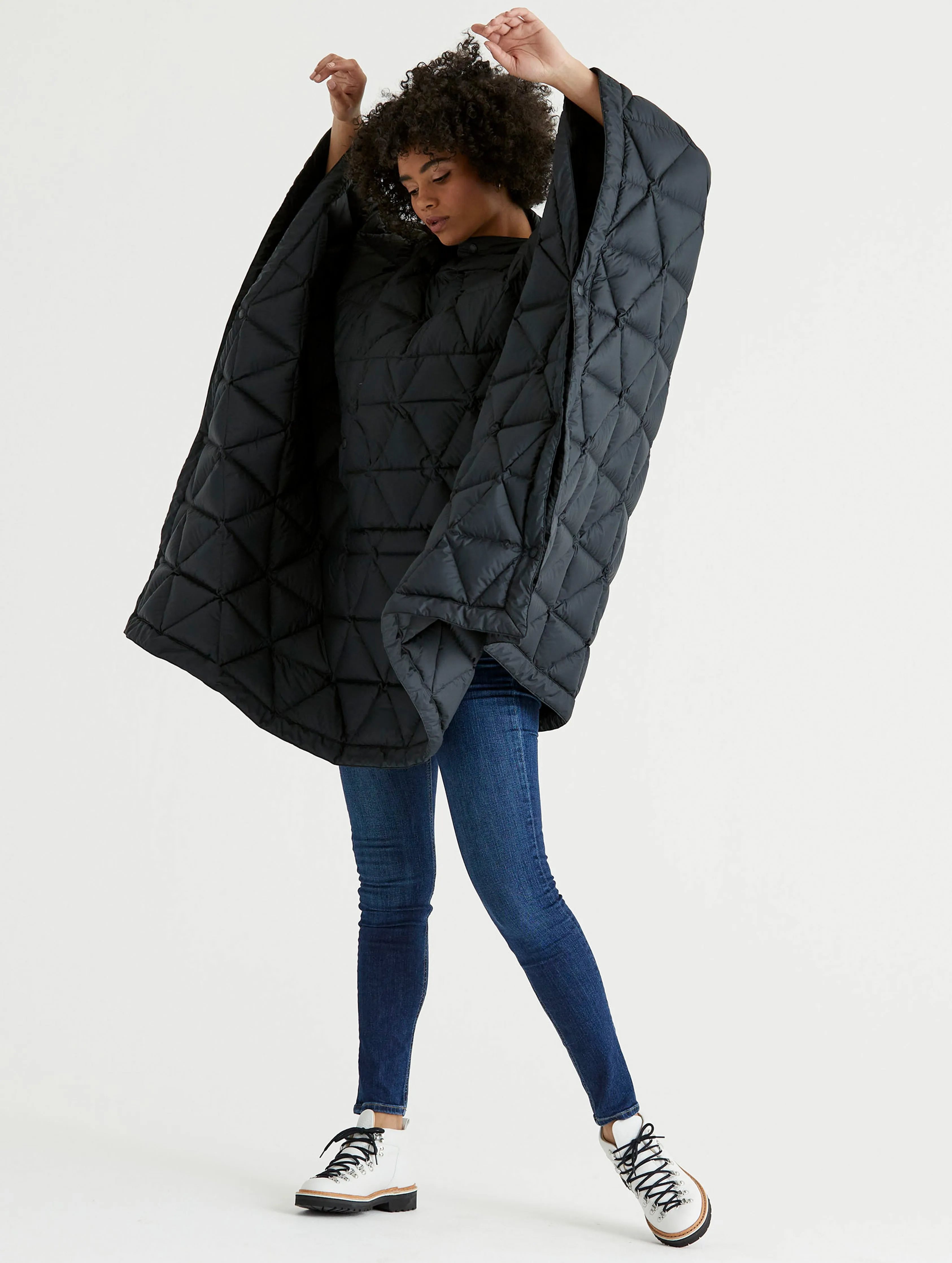 Down Poncho - Onyx Black