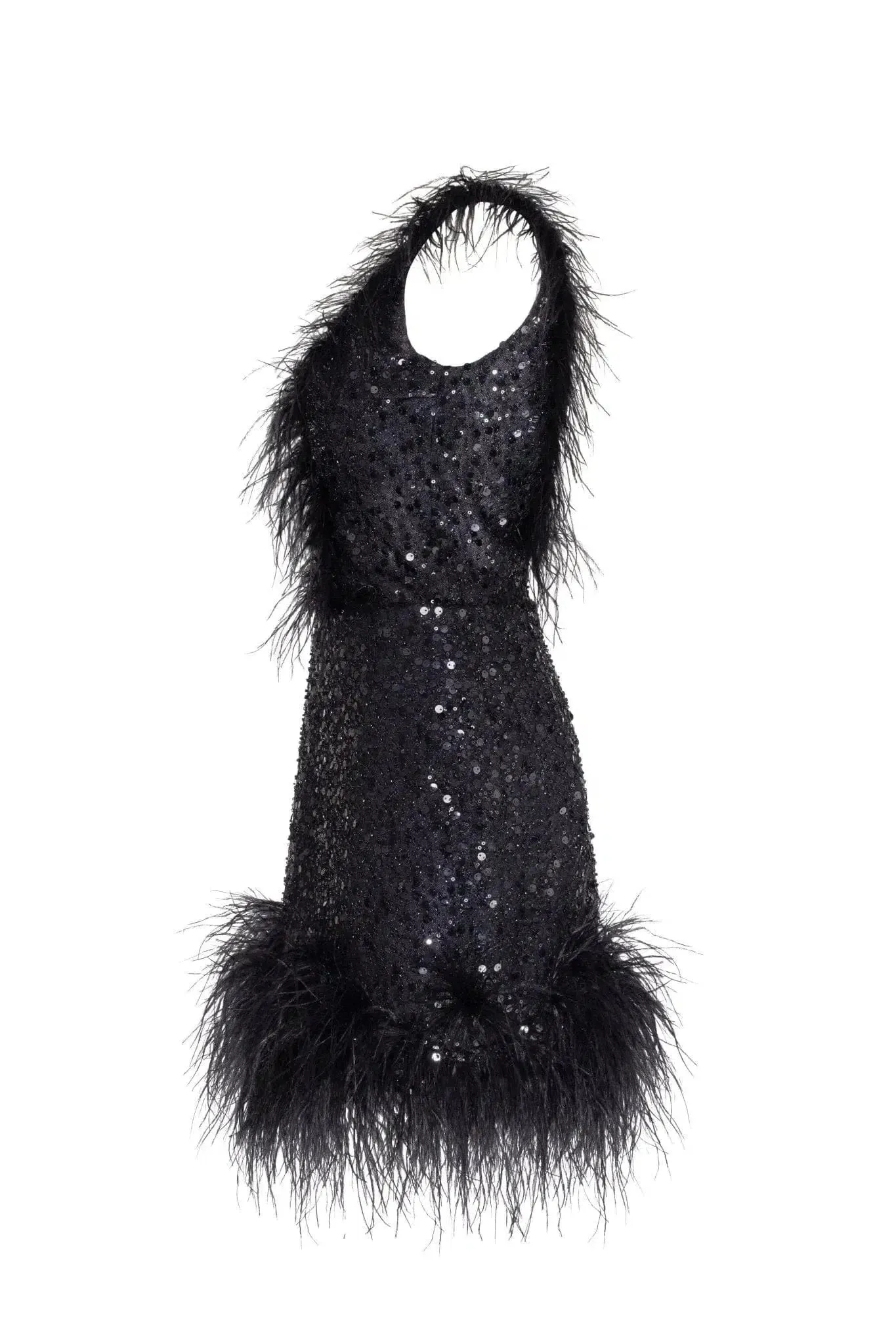 Elizara – Feather trim – Bold sequin dress