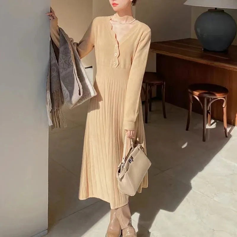 Elodie - Sweet V-Neck Sweater Dress for Women