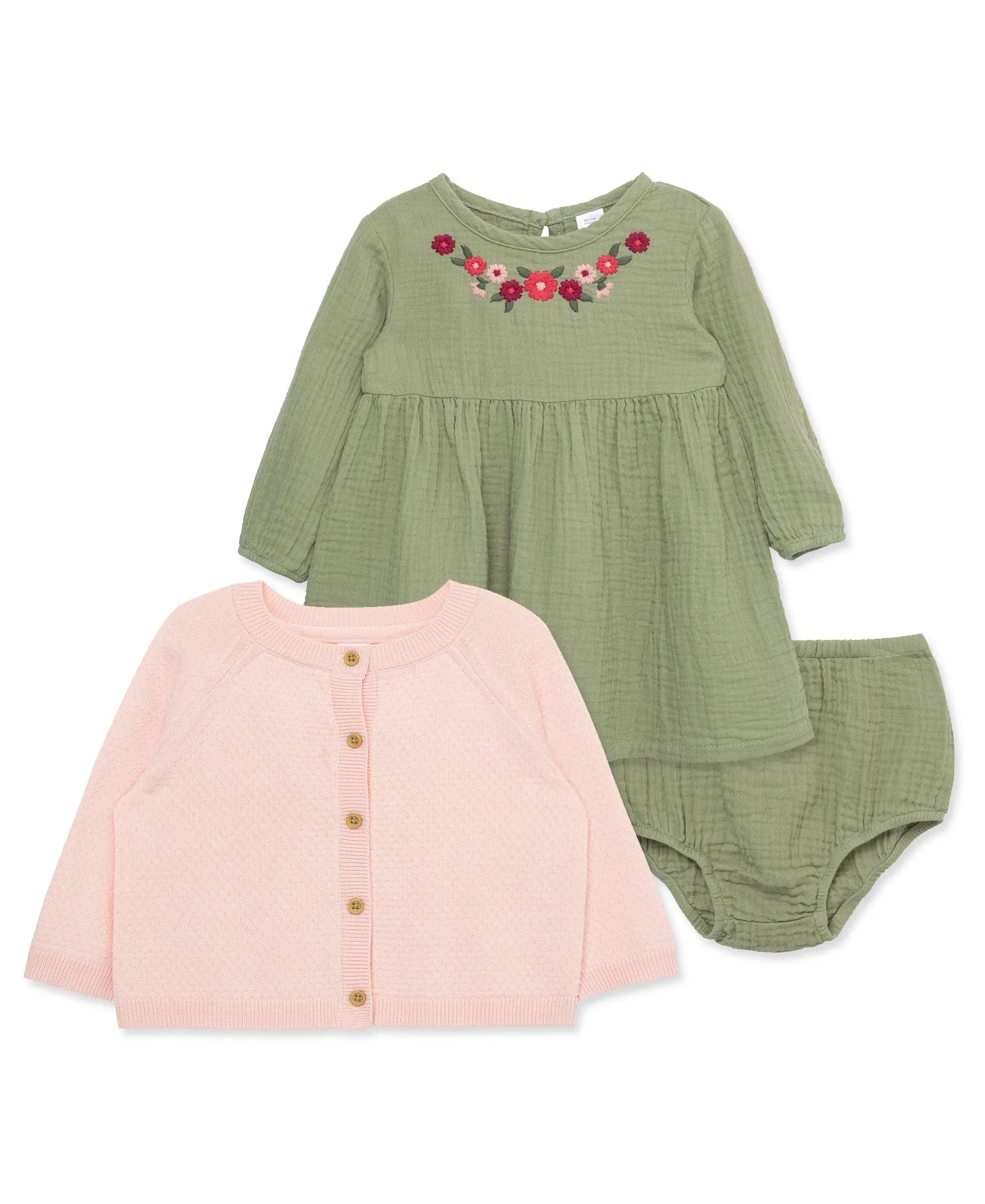 Embroidered Dress & Sweater Set (12M-24M)