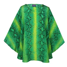 Emerald Green Serpente Italian Silk Poncho