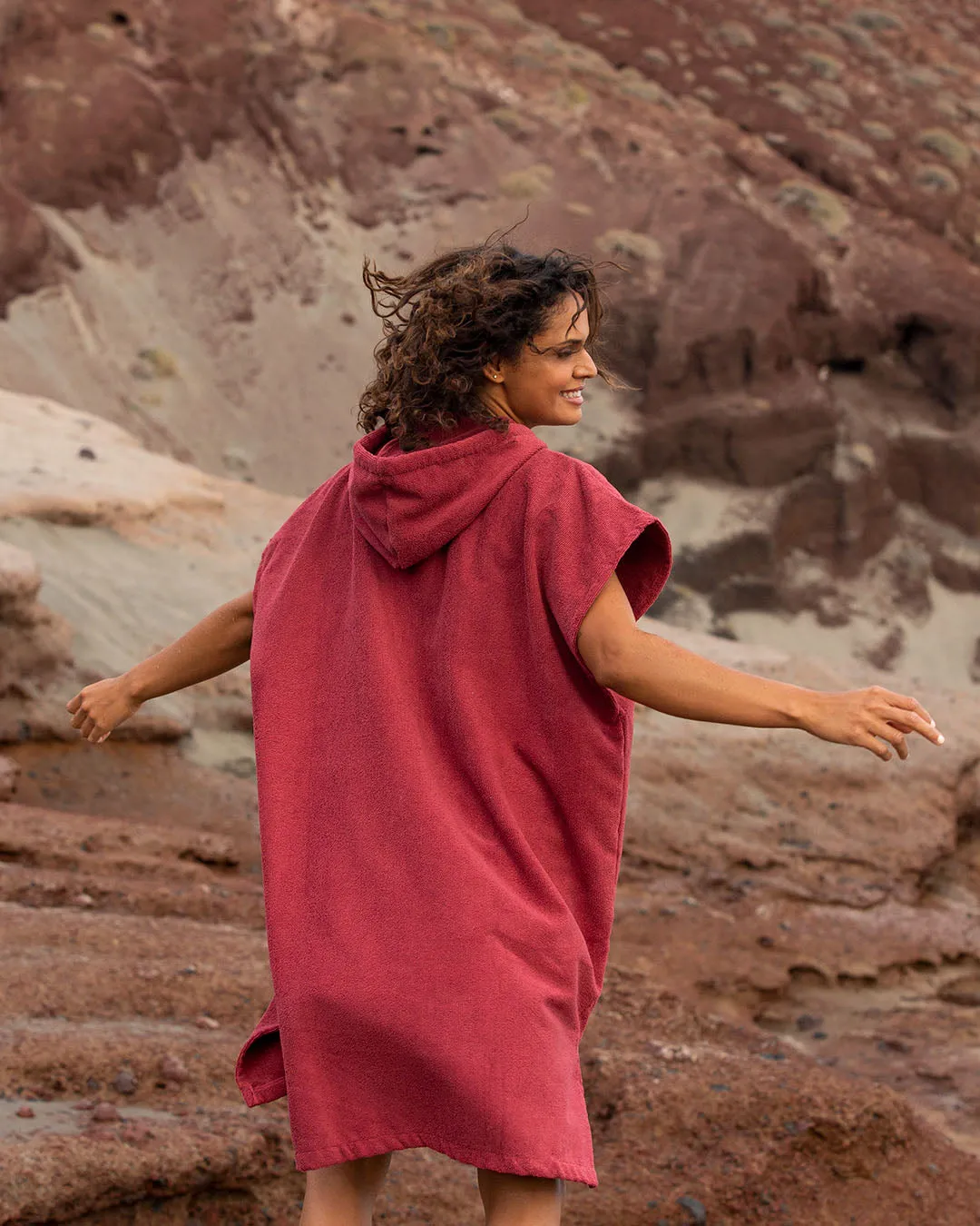 Essential Poncho Towel Changing Robe - Rhubarb Red