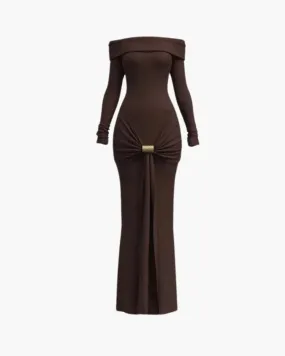 Eugénia – Ruched waist – Brown gown