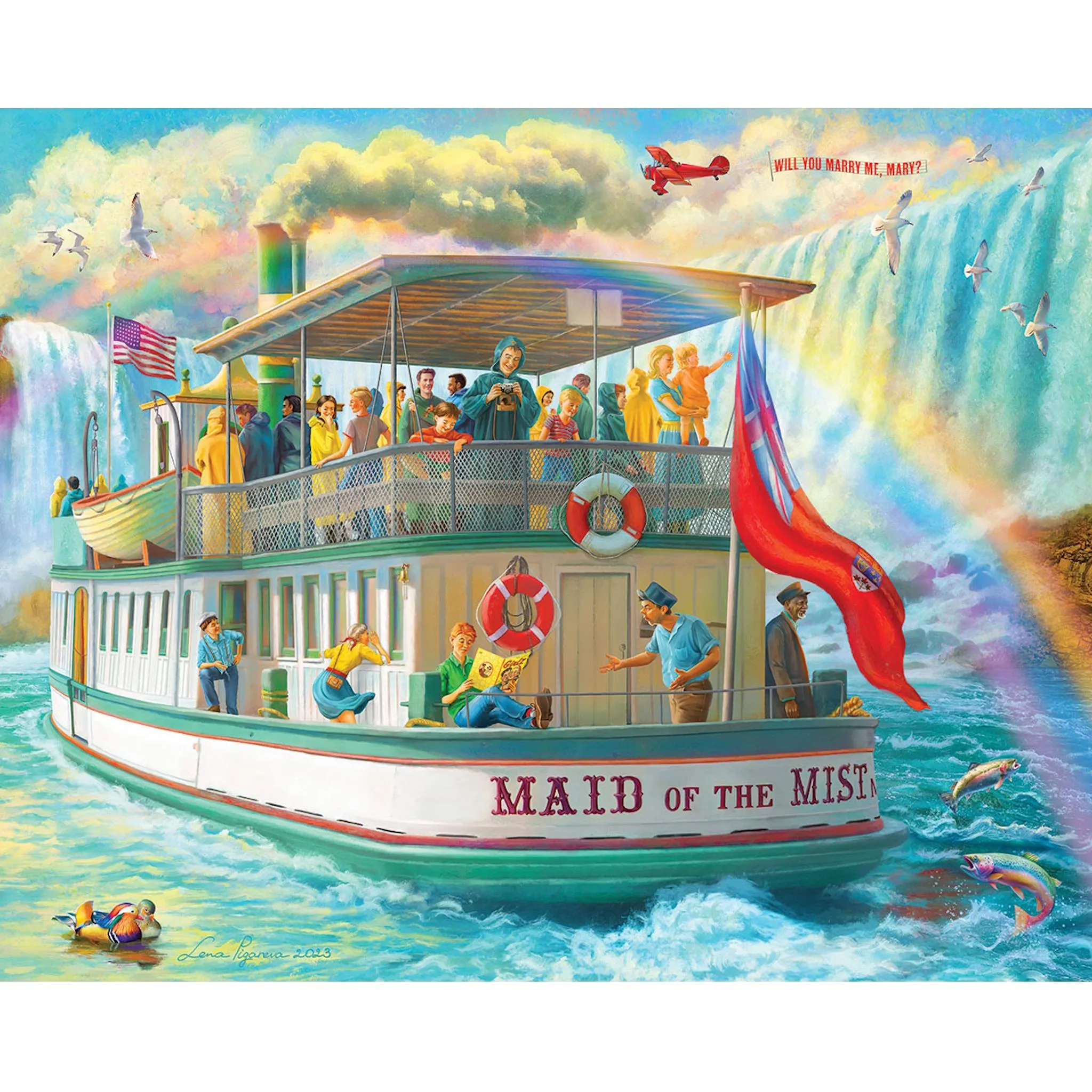 Family Road Trip Niagara Falls 1000 Piece Puzzle White Mountain