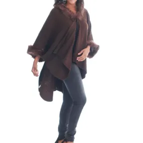 Faux Fur Sweater Poncho Cape