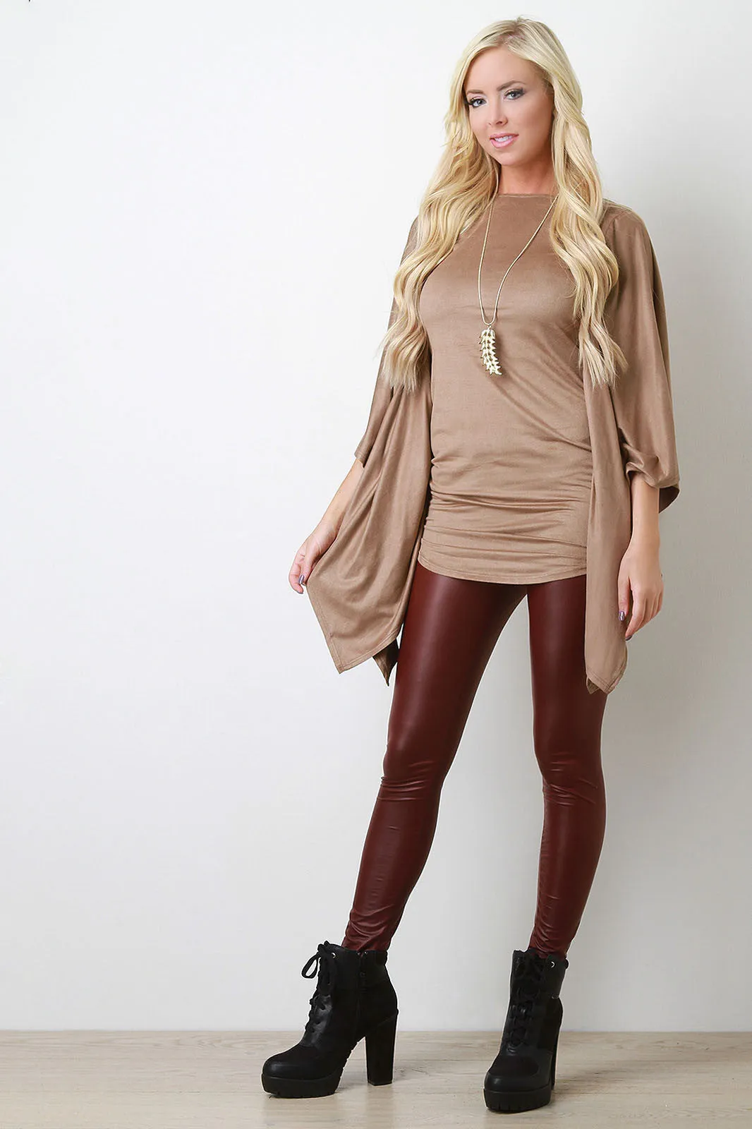 Faux Suede Poncho Top