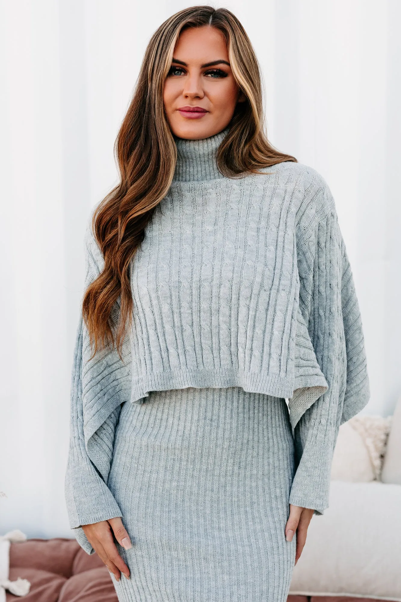 Feel The Warmth Sweater & Dress Set (Heather Gray)