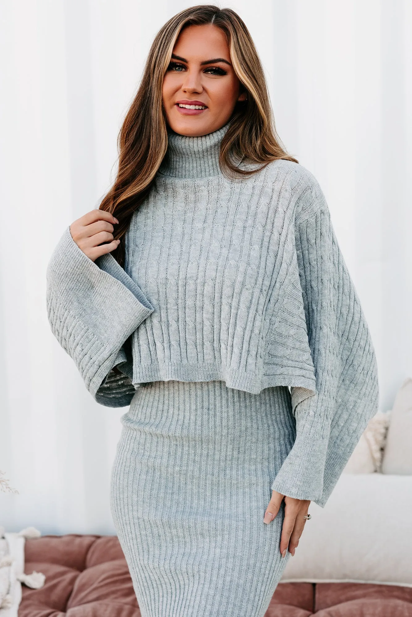 Feel The Warmth Sweater & Dress Set (Heather Gray)