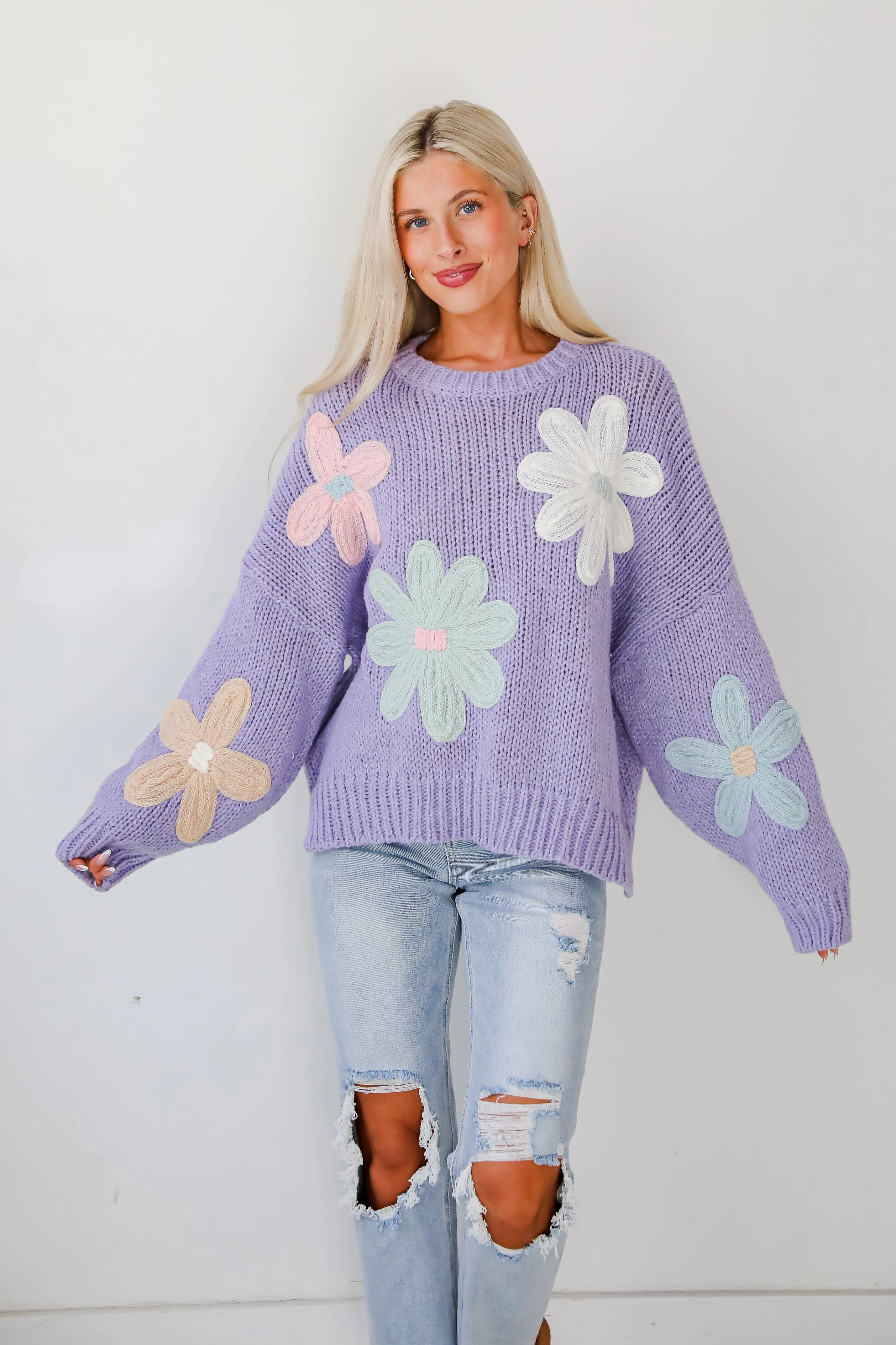 Flawless Impression Lavender Floral Sweater