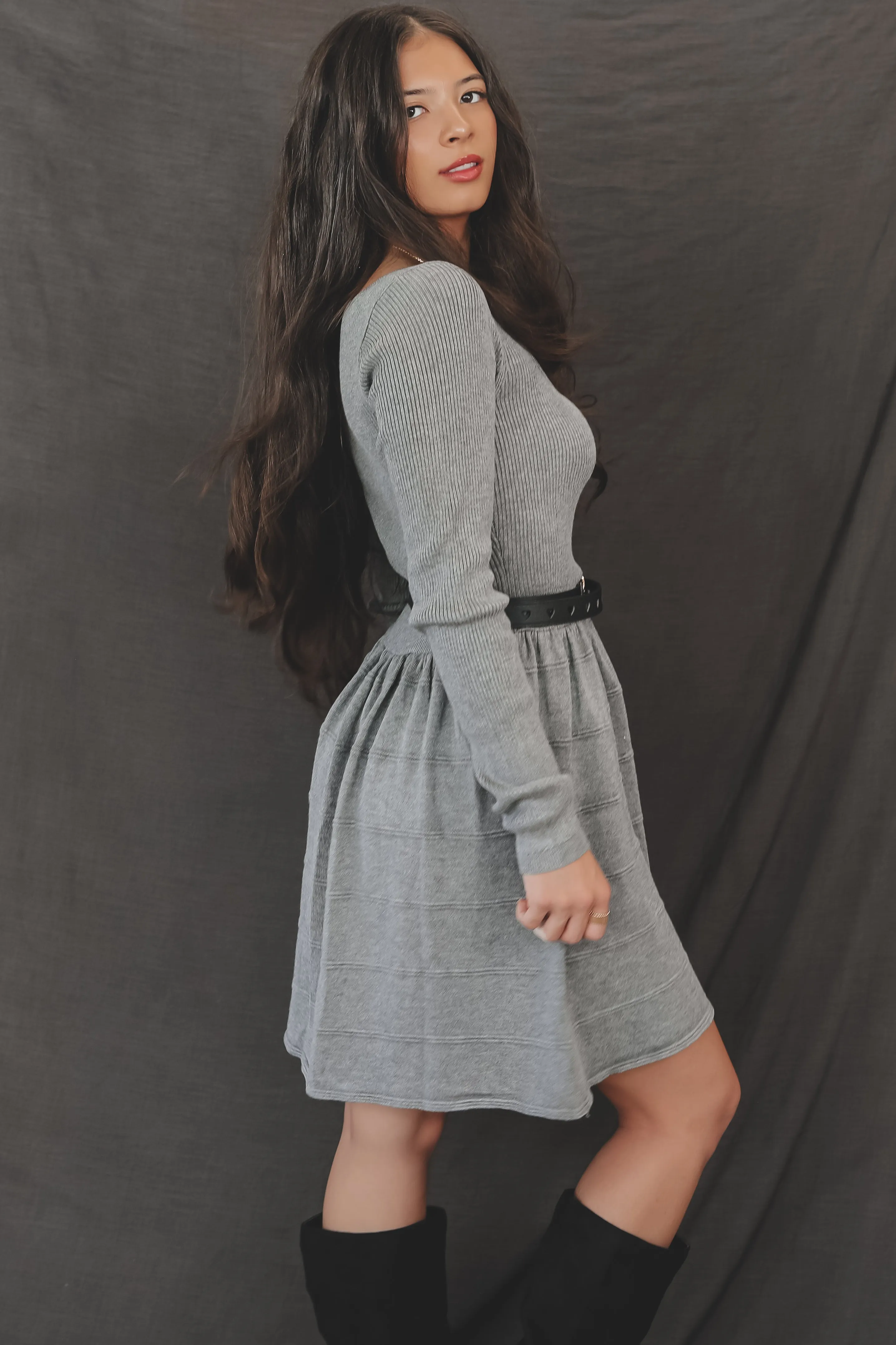 Girlll You Make That Look Good Gray Sweater Dress