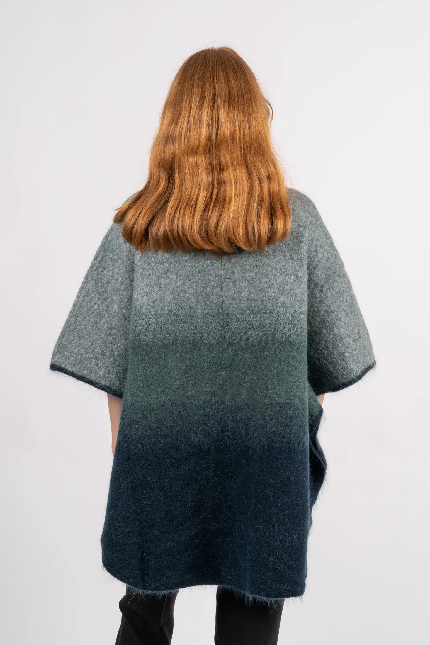 Graded Mohair Poncho - Seaweed Blend