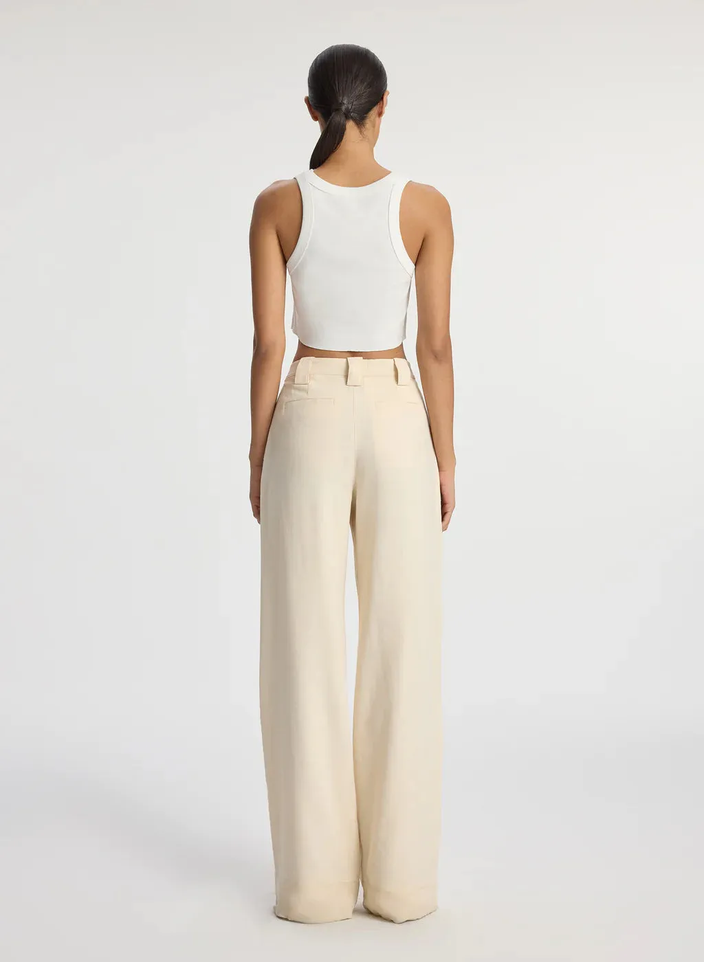 Halsey Cropped Cotton Rib Tank - White