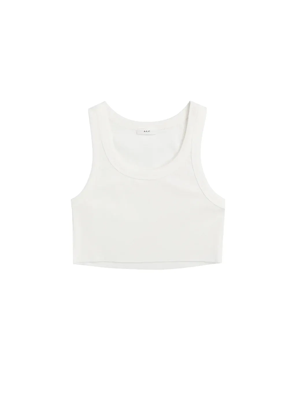 Halsey Cropped Cotton Rib Tank - White