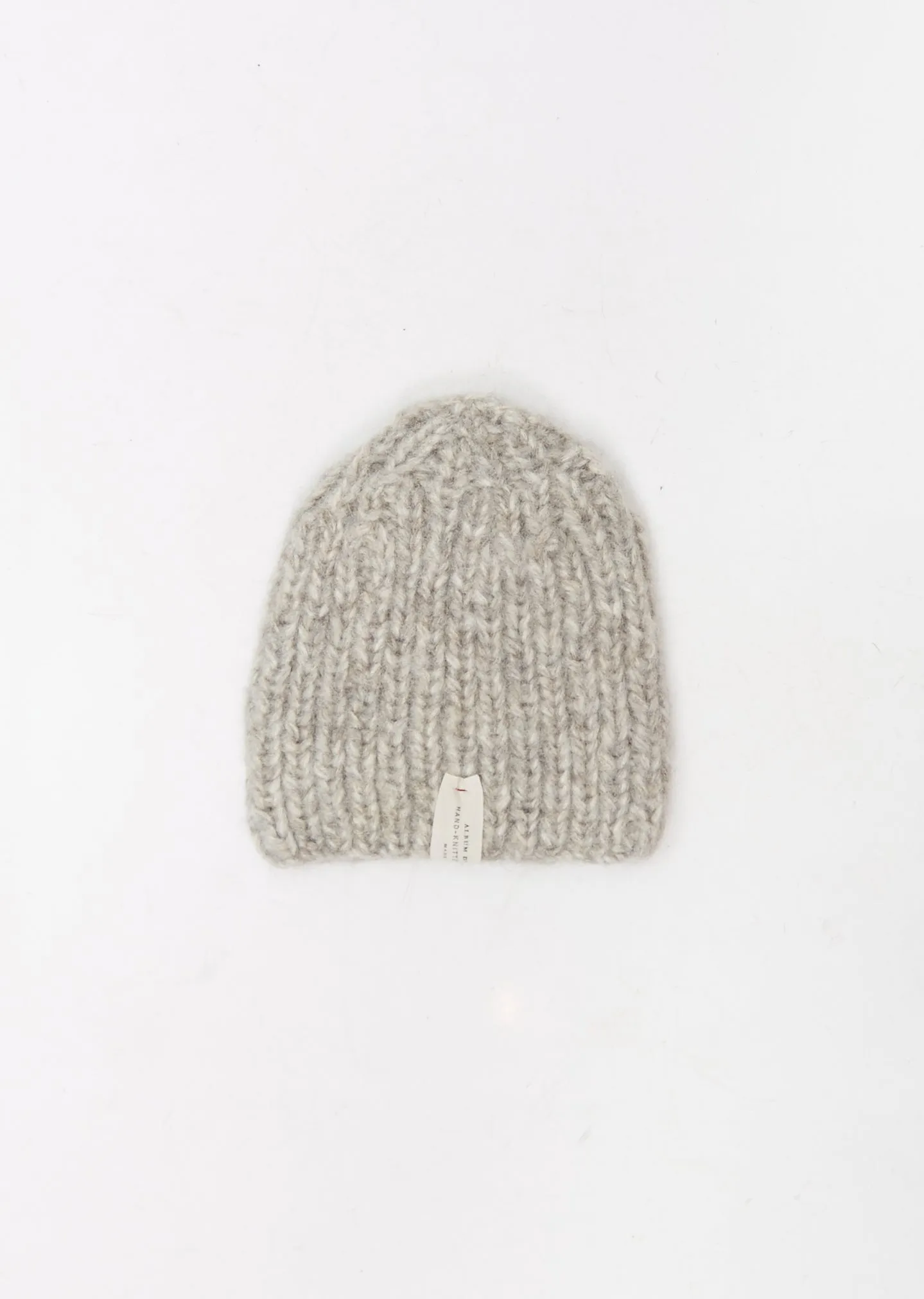 Handknit Echo Ribbed Hat — Light Grey