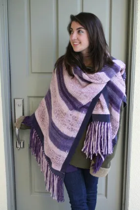 Handknit Poncho with "No-Animal"Suede Trim