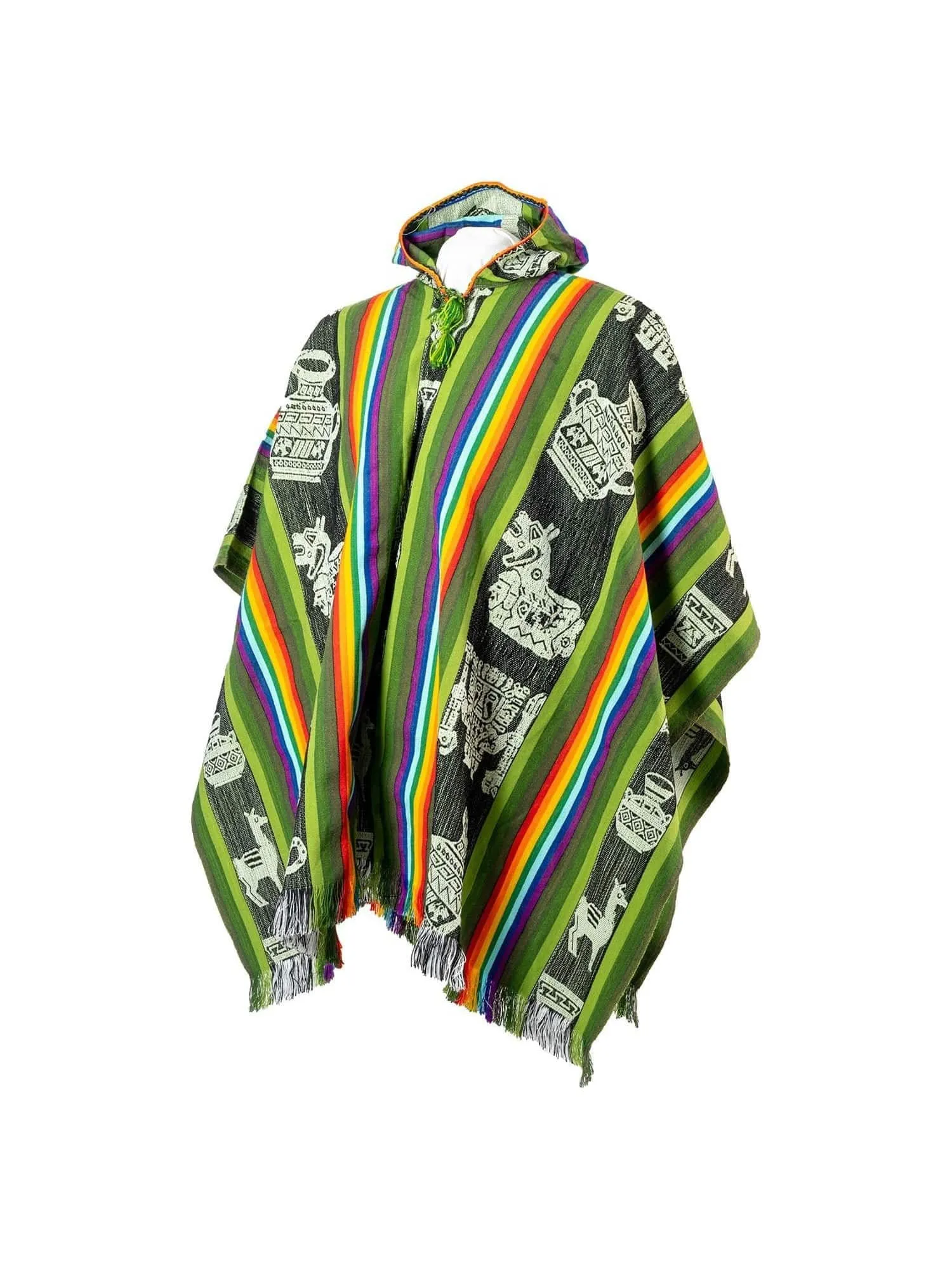 Hooded Peruvian Poncho - Arco Iris