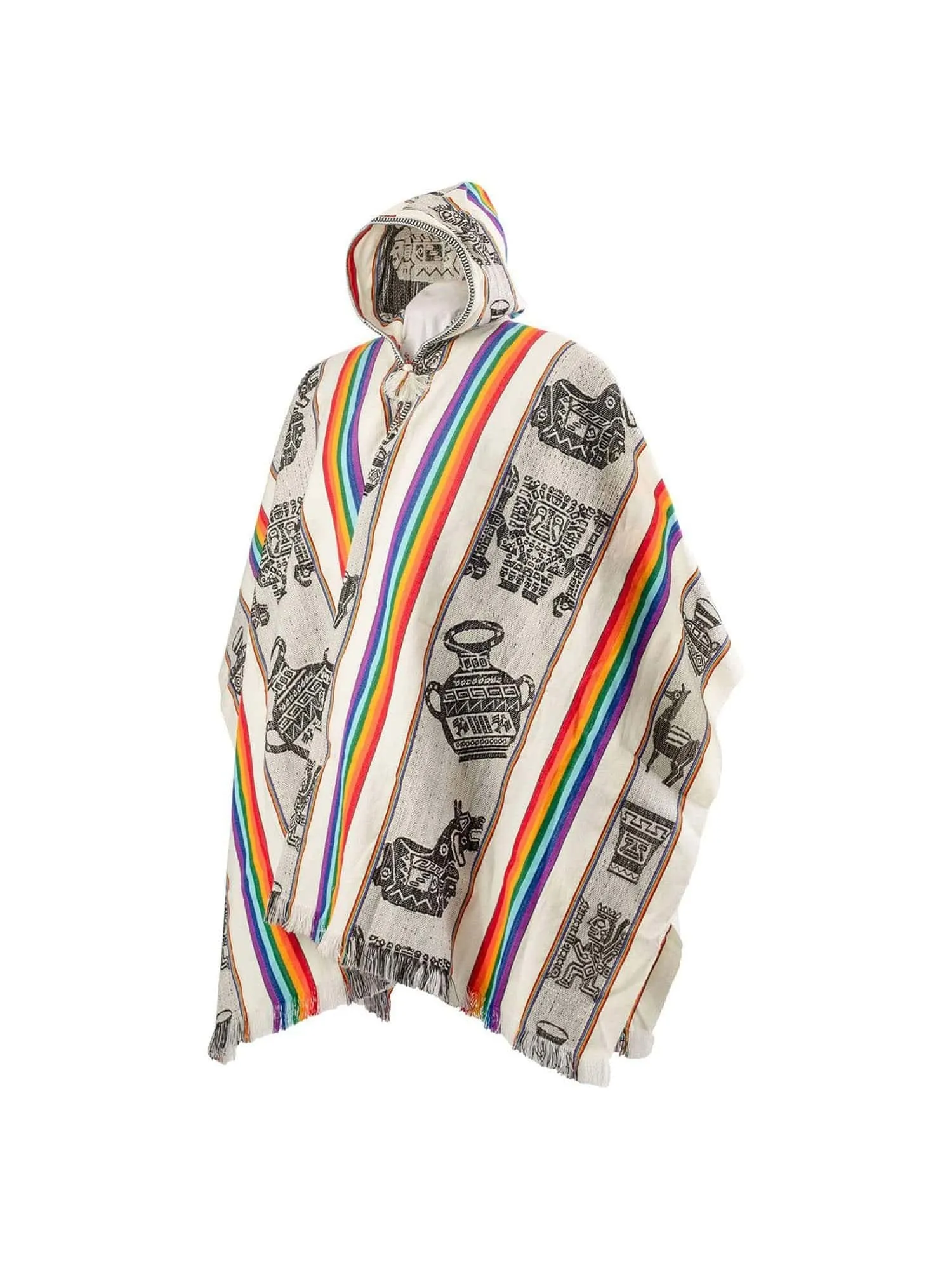 Hooded Peruvian Poncho - Arco Iris