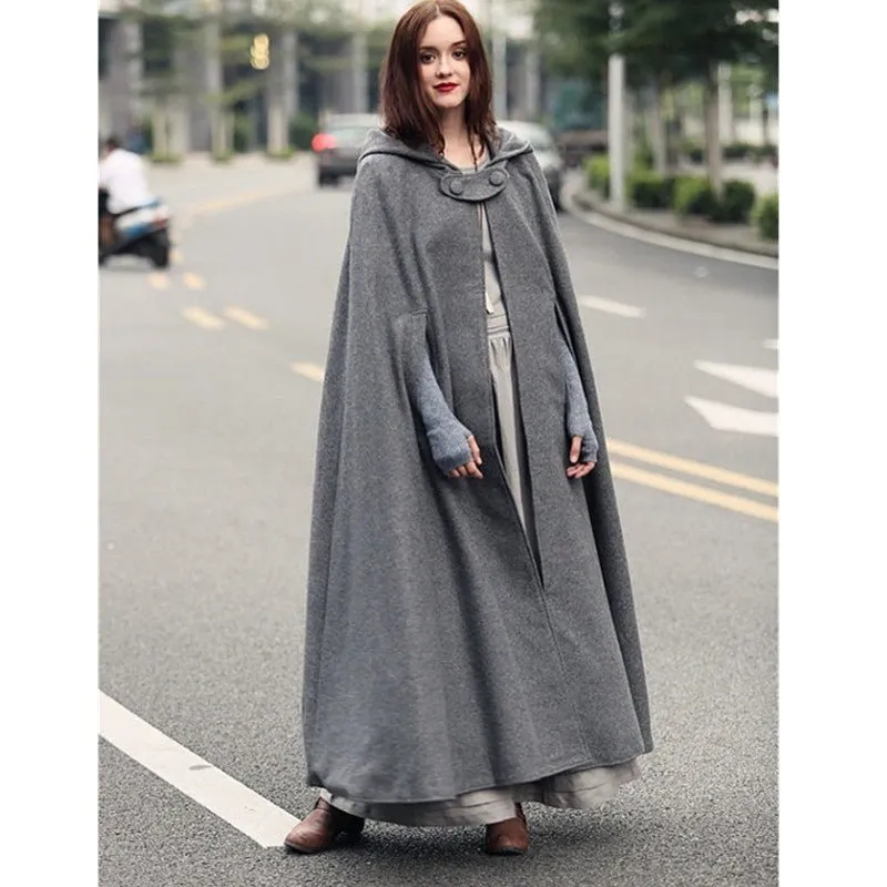 Hooded Shawl Extended Cape Coat (MOA088)