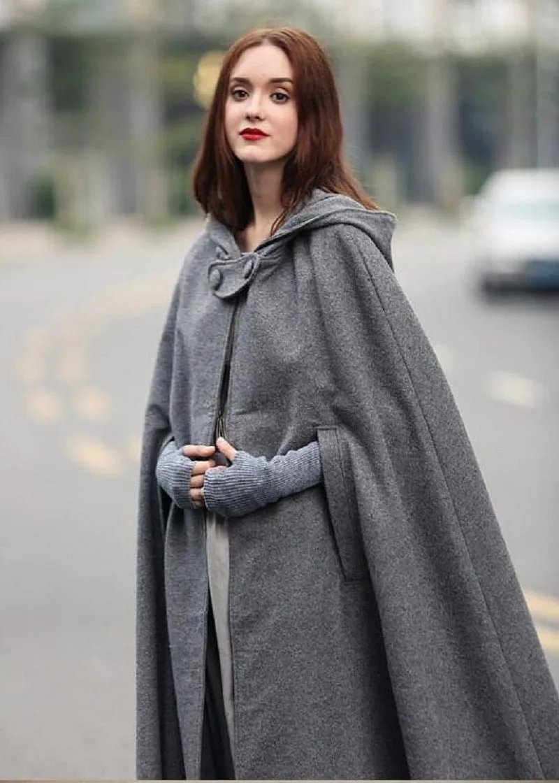 Hooded Shawl Extended Cape Coat (MOA088)