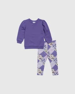 Infant Girls Lavender Flowers Sweatshirt Set