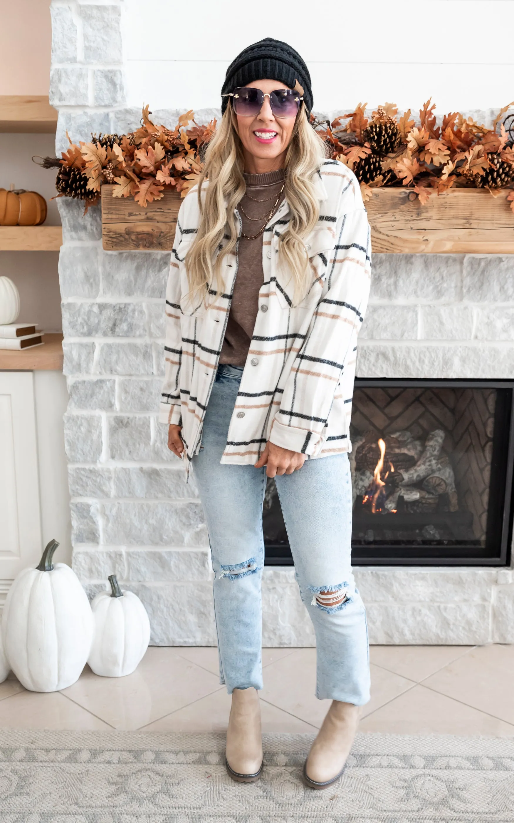 Ivory Plaid Shacket