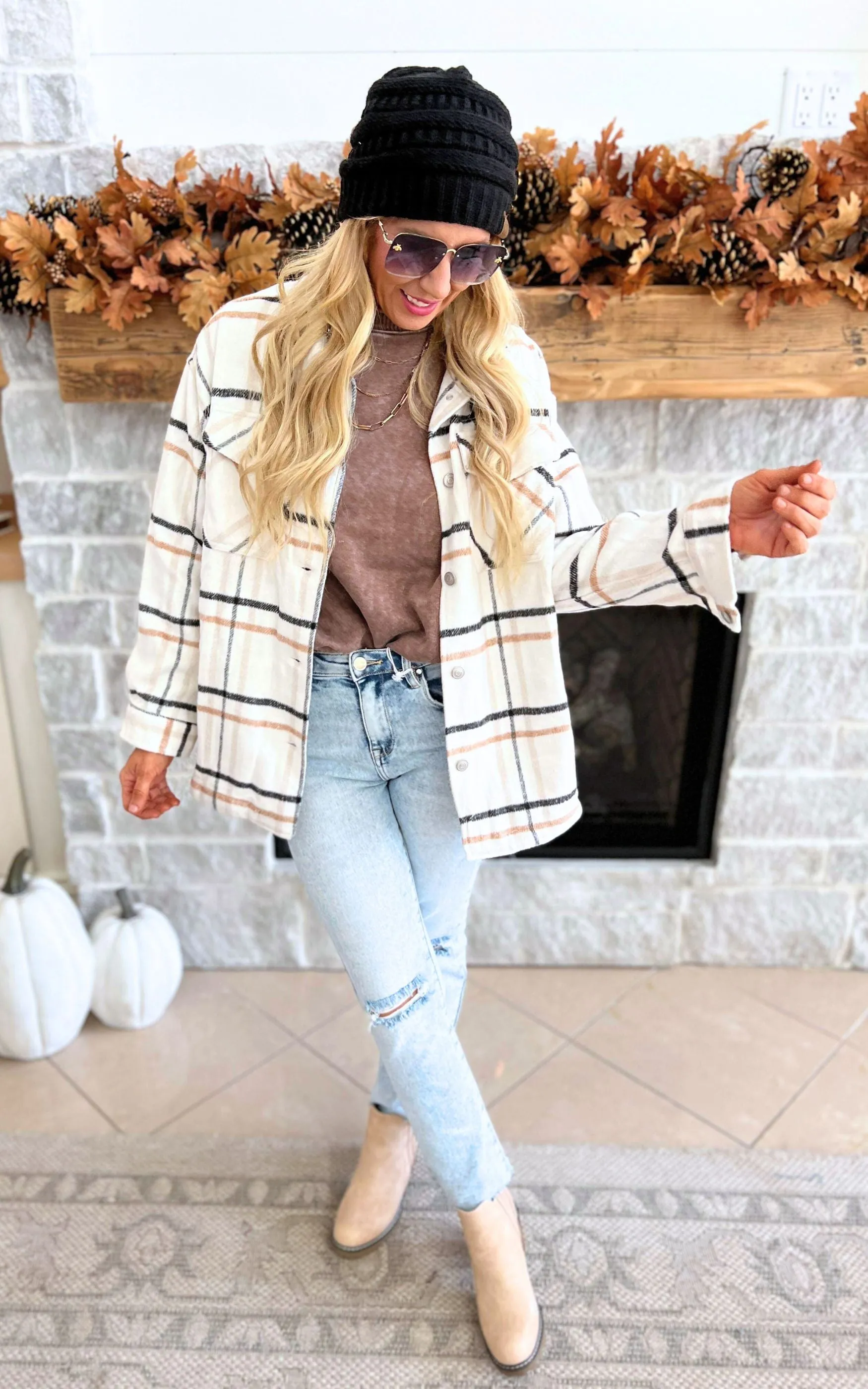 Ivory Plaid Shacket