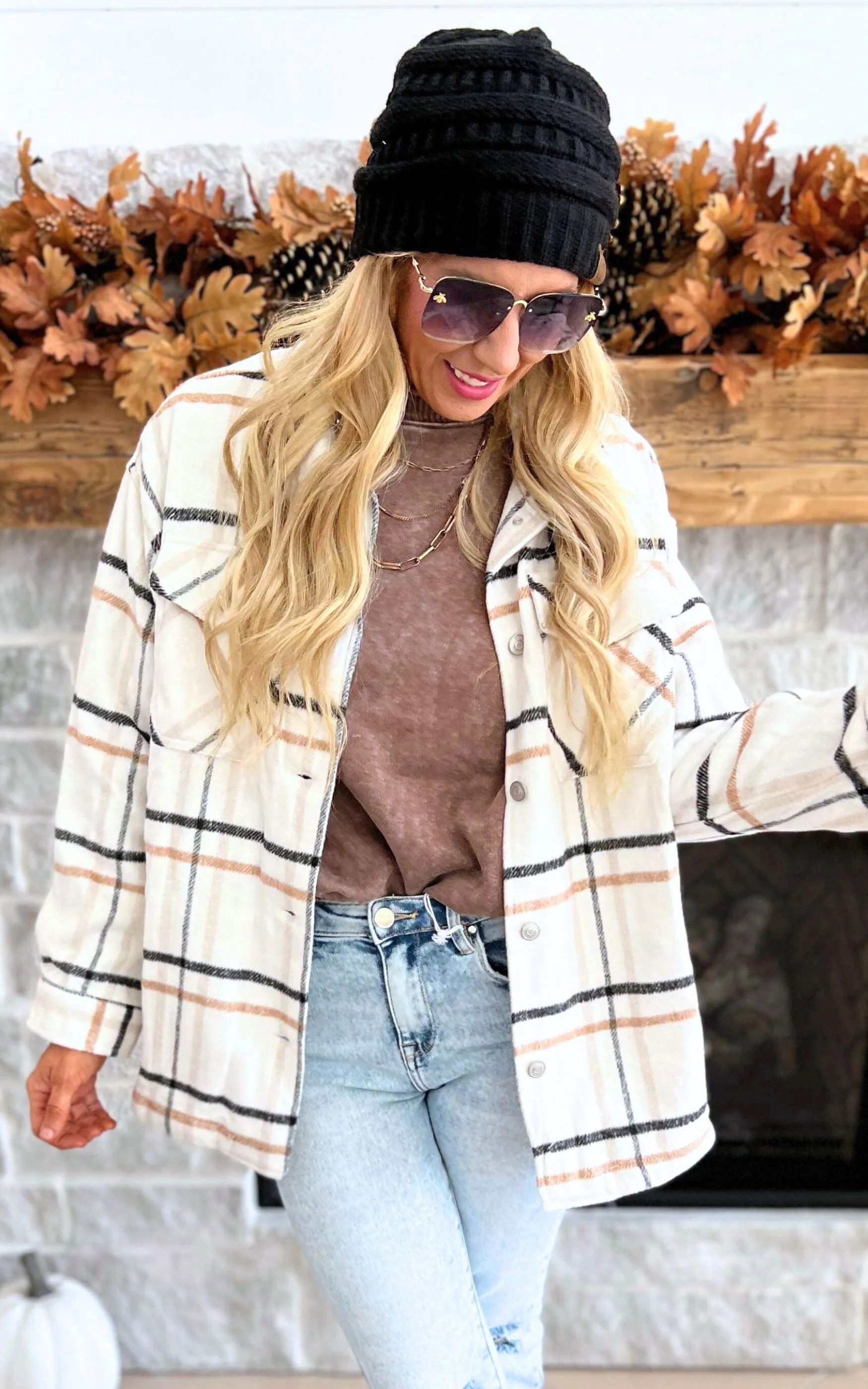 Ivory Plaid Shacket