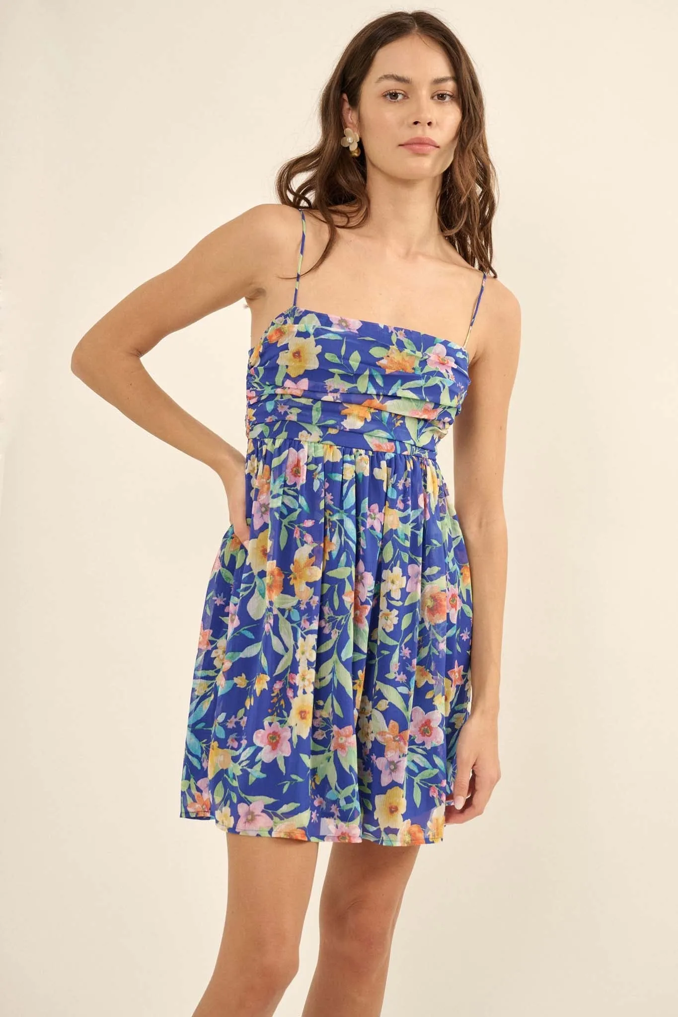 Jamaican Me Crazy Floral Chiffon Mini Sundress