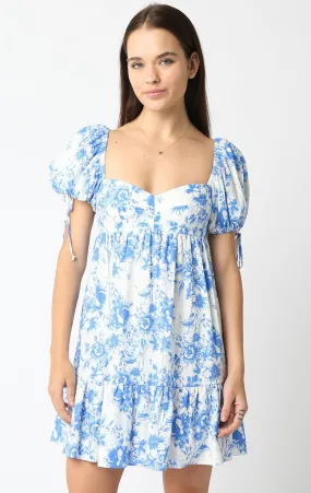 Jessie Blue Floral Babydoll Mini Dress