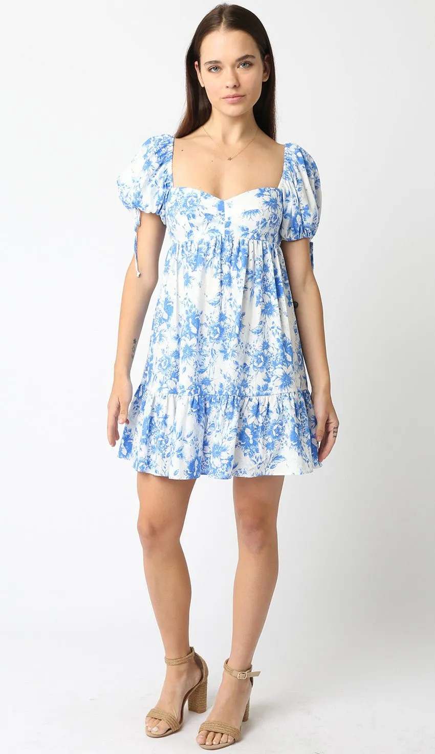 Jessie Blue Floral Babydoll Mini Dress