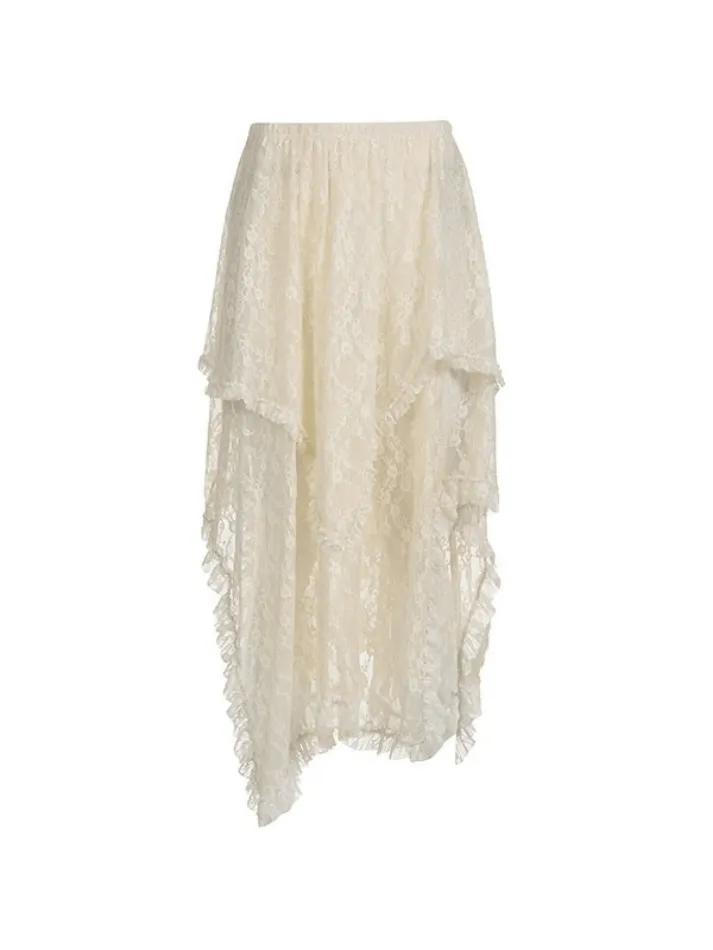 Joskaa Irregular Lace Ruffle Skirt