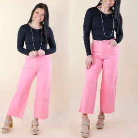 Judy Blue | Sign Me Up Tummy Control Cropped Wide Leg Jeans in Pink