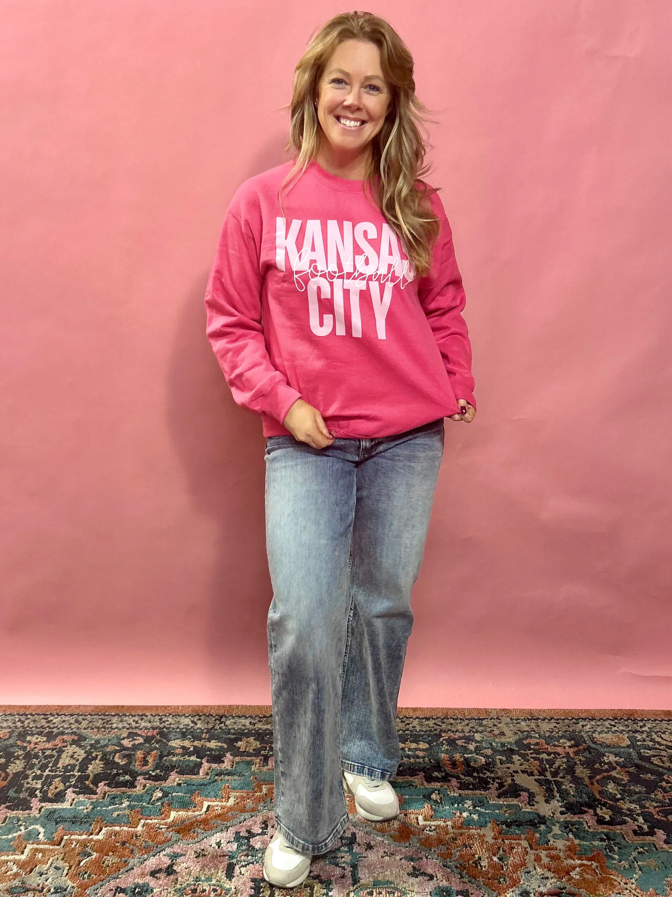 Kansas City Football Sweatshirt with Heart on the Sleeve