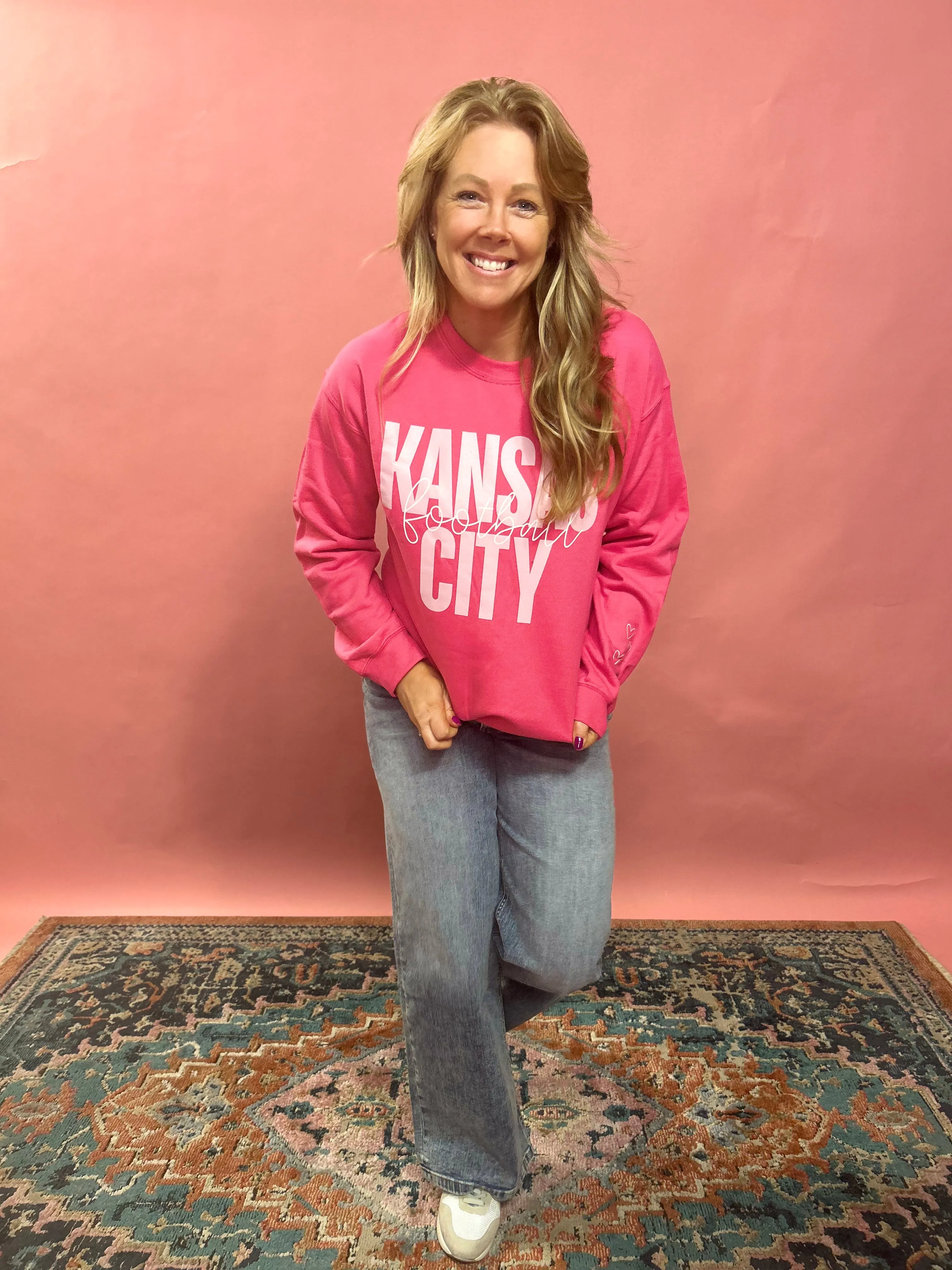 Kansas City Football Sweatshirt with Heart on the Sleeve