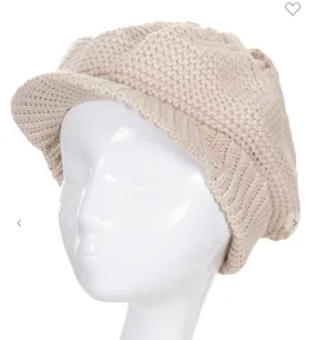 Knit Flower Aran Visor Beanie Cap Hat - H20118