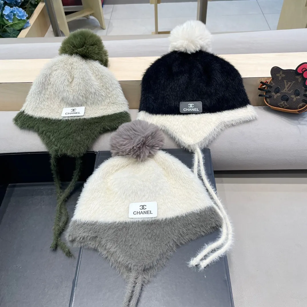 KNIT HAT IN WHITE MIX MOUSE GRAY WOOL 426269