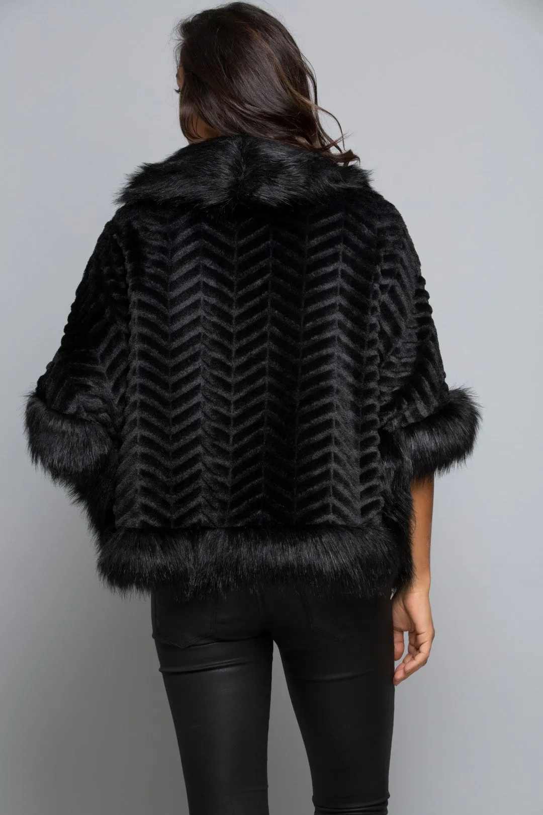 Ladies Faux Fur Poncho