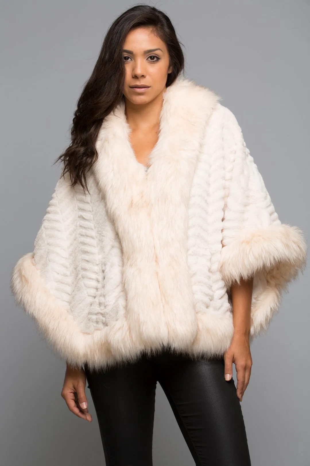 Ladies Faux Fur Poncho