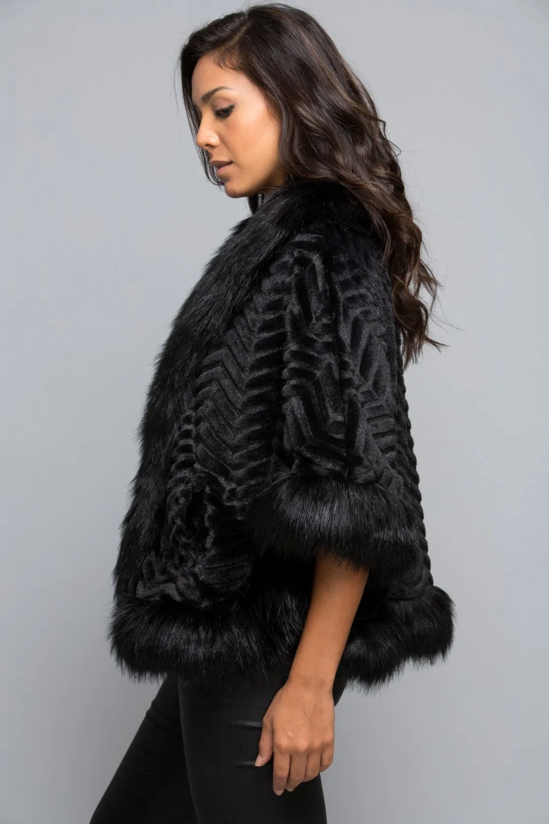 Ladies Faux Fur Poncho