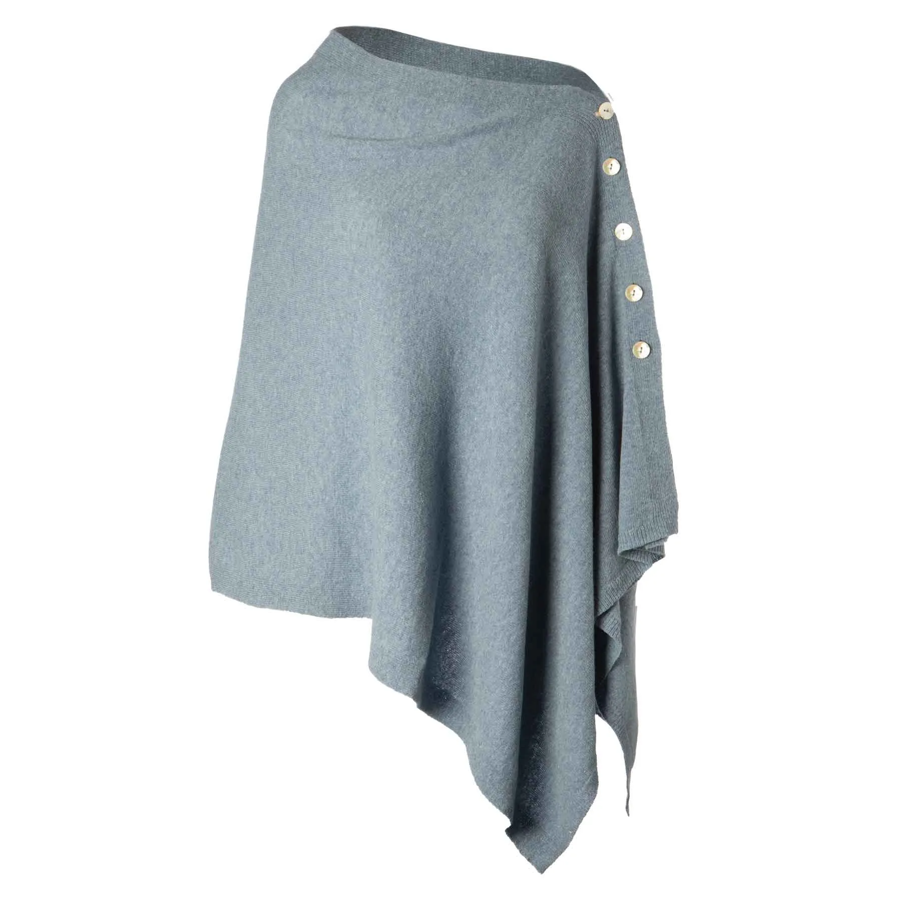 Lambswool Poncho- Denim Blue