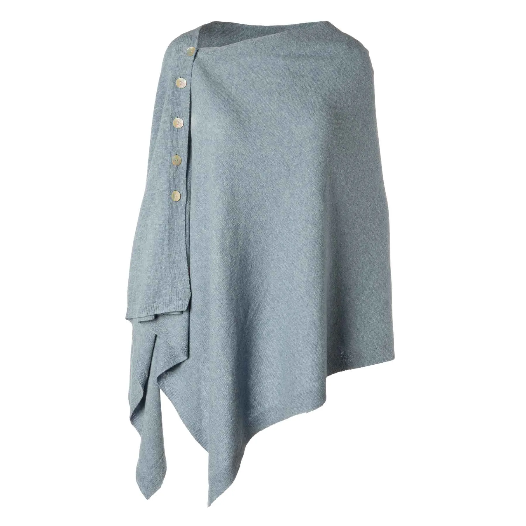 Lambswool Poncho- Denim Blue