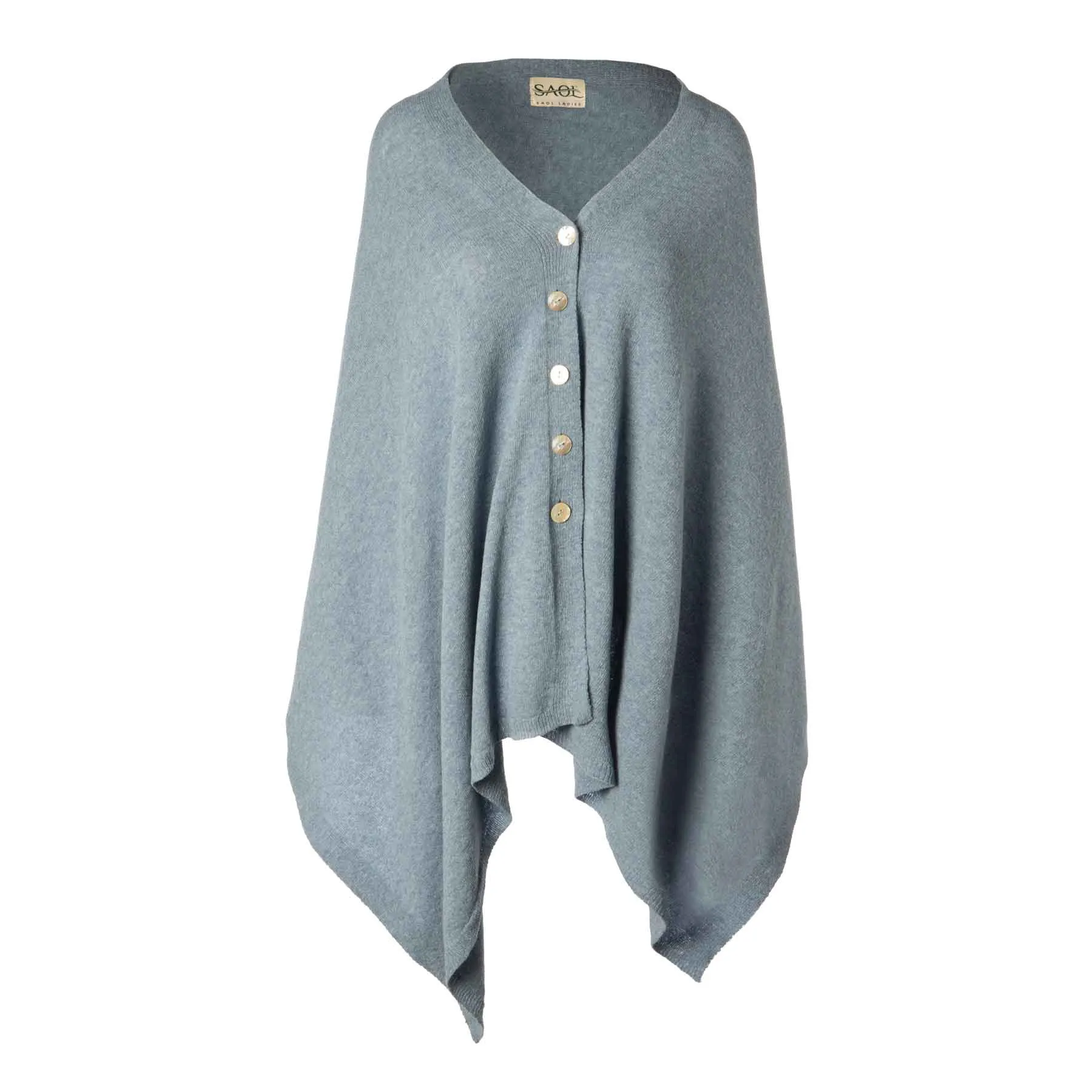 Lambswool Poncho- Denim Blue