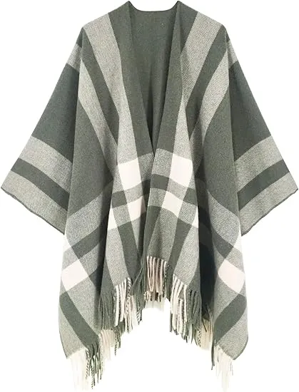 Latte Winter Chic Plaid Poncho Cardigan